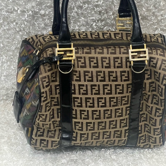 FENDI Multicolor Zucchino Coated Canvas Spalmati Forever Boston Bag - Picture 3 of 16